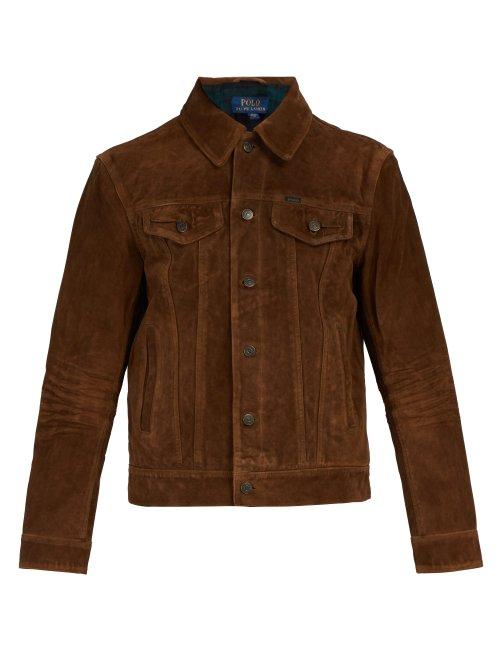 Matchesfashion.com Polo Ralph Lauren - Flannel Lined Suede Jacket - Mens - Brown