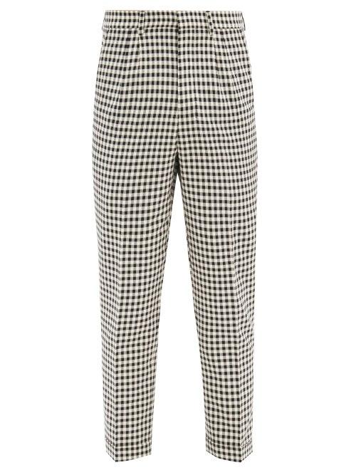 Matchesfashion.com Ami - Checked Pleated Cotton Trousers - Mens - Black White
