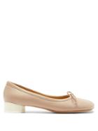 Matchesfashion.com Mm6 Maison Margiela - Moulded-toe Leather Flats - Womens - Dark Beige