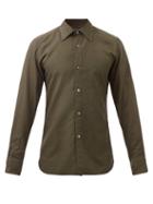 Tom Ford - Prince Of Wales-check Cotton-blend Twill Shirt - Mens - Dark Green