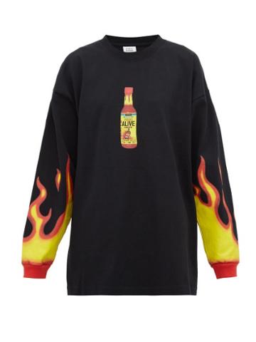 Matchesfashion.com Vetements - Hot Sauce Print Cotton Jersey Sweatshirt - Womens - Black Multi