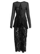 Matchesfashion.com Proenza Schouler - Ruffle Front Lace Dress - Womens - Black