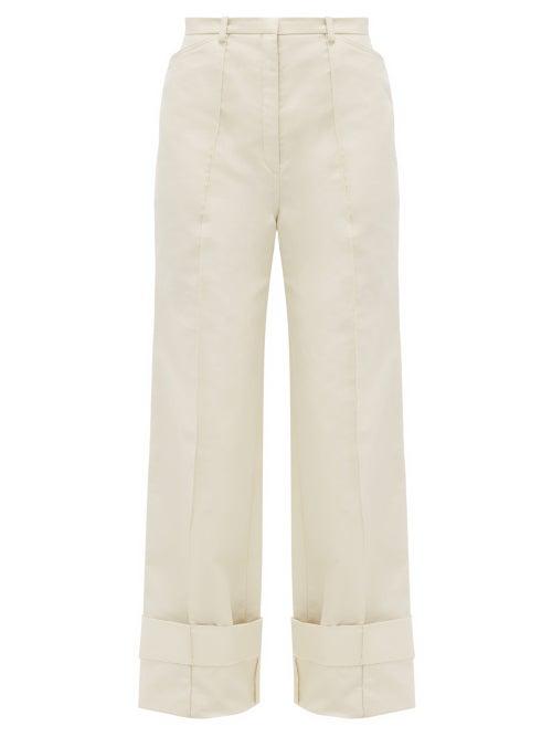 Matchesfashion.com Lemaire - Wide-leg Cotton-blend Twill Trousers - Womens - Ivory