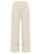 Matchesfashion.com Lemaire - Wide-leg Cotton-blend Twill Trousers - Womens - Ivory
