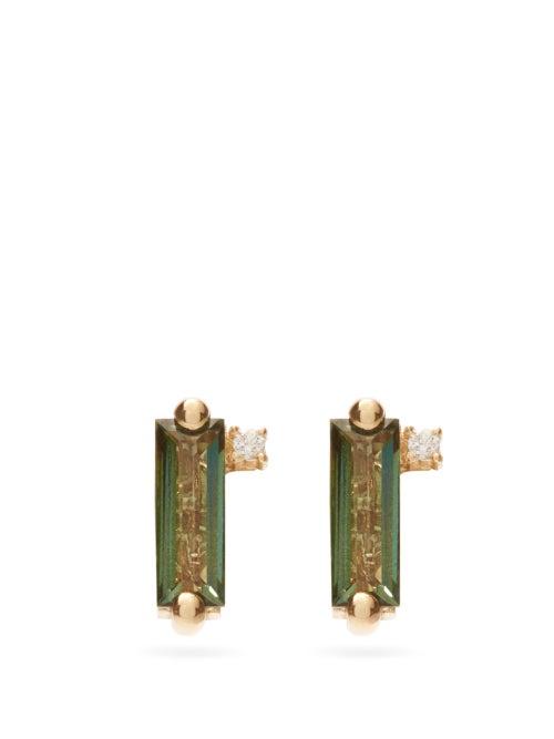 Matchesfashion.com Suzanne Kalan - Diamond, Topaz & 14kt Gold Earrings - Womens - Yellow Gold