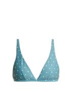 Matchesfashion.com Asceno - Polka Dot Triangle Bikini Top - Womens - Blue Print