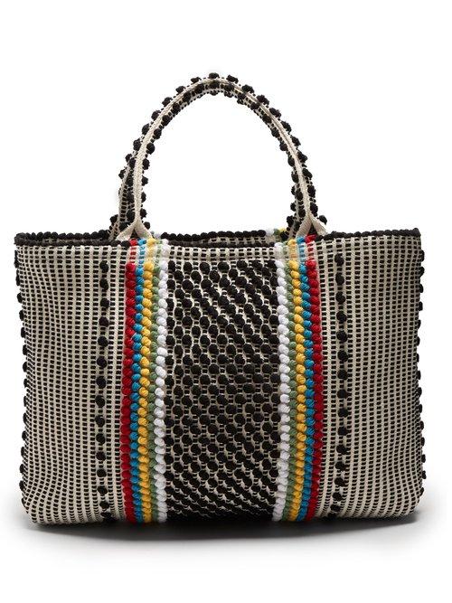 Matchesfashion.com Antonello Tedde - Telti Striscia Striped Cotton Tote - Womens - Black Multi