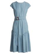 Matchesfashion.com M.i.h Jeans - Aubrey Chambray Midi Dress - Womens - Light Blue
