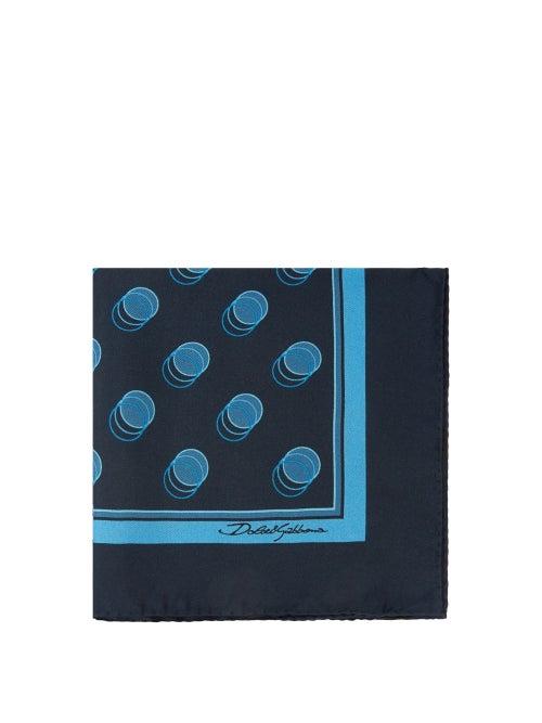 Matchesfashion.com Dolce & Gabbana - Spot-print Silk-twill Pocket Square - Mens - Blue