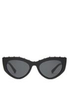 Matchesfashion.com Valentino - Rockstud Cat Eye Acetate Sunglasses - Womens - Black