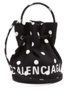 Matchesfashion.com Balenciaga - Wheel Xs Polka-dot Canvas Bucket Bag - Womens - Black Multi