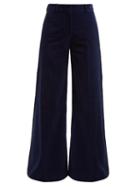 Matchesfashion.com Bella Freud - Bianca Wide Leg Cotton Corduroy Trousers - Womens - Navy