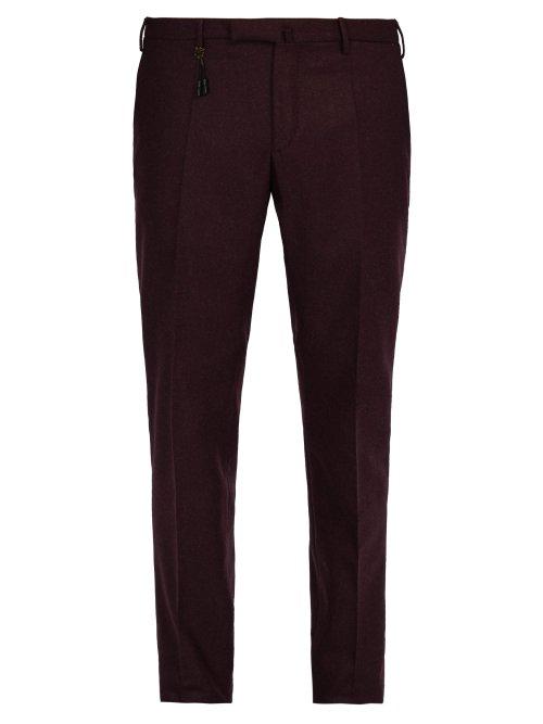 Matchesfashion.com Incotex - Slim Leg Wool Trousers - Mens - Burgundy