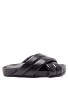 Matchesfashion.com Jil Sander - Padded Crossover Leather Slides - Mens - Black