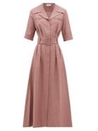 Matchesfashion.com Gabriela Hearst - Simone Belted Silk-blend Midi Dress - Womens - Grey