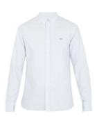 Maison Kitsuné Striped Logo-embroidered Cotton-oxford Shirt