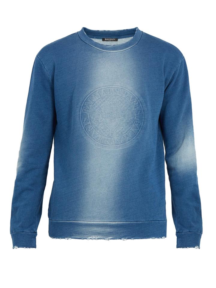Balmain Logo-embossed Cotton Sweatshirt