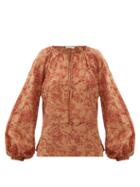 Matchesfashion.com Mes Demoiselles - Josette Floral-print Cotton Blouse - Womens - Brown Print