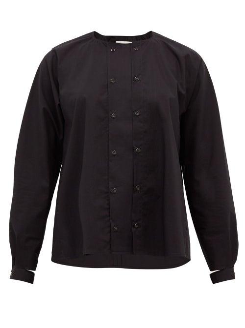 Matchesfashion.com Toogood - The Chef Buttoned Cotton-poplin Blouse - Womens - Black