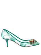 Dolce & Gabbana Banana Leaf-print Embellished Mesh Pumps