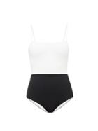 Matchesfashion.com Cossie + Co - The Edie Bi-colour Honeycomb-effect Swimsuit - Womens - Black White