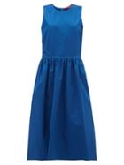 Matchesfashion.com Sies Marjan - Violetta Topsttiched Cotton-blend Dress - Womens - Blue