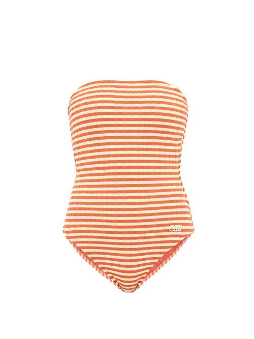 Matchesfashion.com Solid & Striped - Madeline Striped Strapless Swimsuit - Womens - Red Stripe