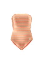 Matchesfashion.com Solid & Striped - Madeline Striped Strapless Swimsuit - Womens - Red Stripe