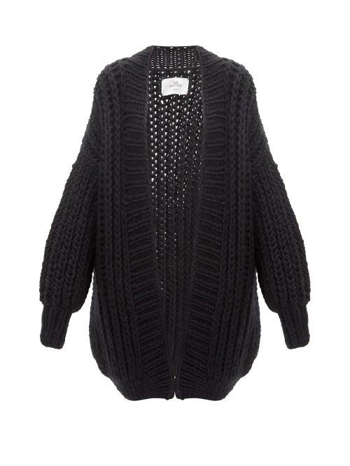 Mr Mittens - Longline Ribbed-wool Cardigan - Womens - Black