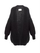 Mr Mittens - Longline Ribbed-wool Cardigan - Womens - Black