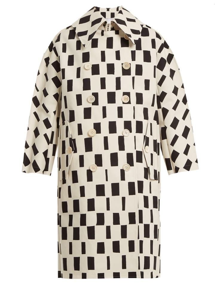 Junya Watanabe Rectangle-print Point-collar Cotton Coat