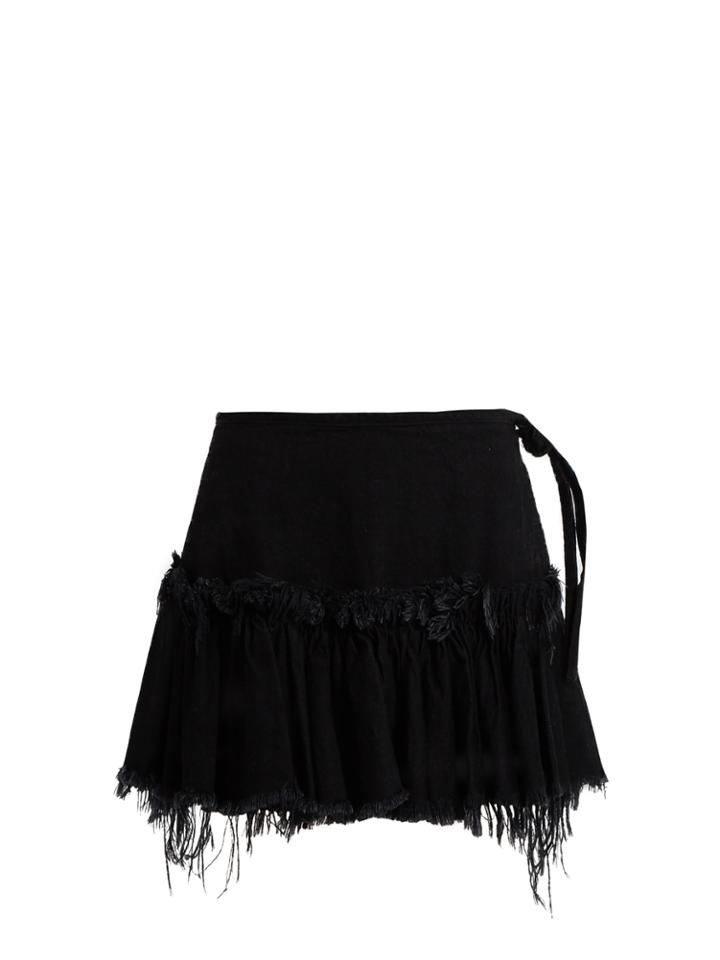 Marques'almeida Frayed-edge Ruffled-hem Denim Mini Skirt