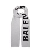 Matchesfashion.com Balenciaga - Logo Intarsia Wool Scarf - Womens - White