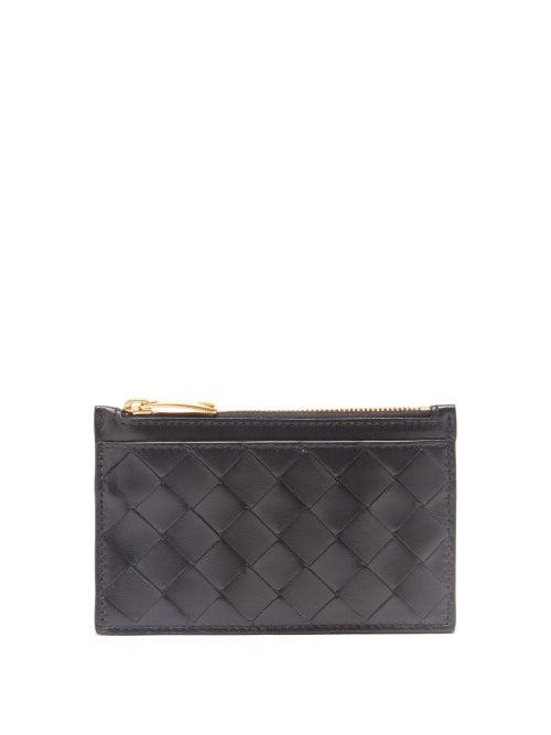 Bottega Veneta - Intrecciato-leather Cardholder - Womens - Black
