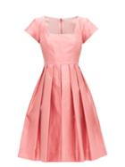 Matchesfashion.com Dolce & Gabbana - Square-neck Slubbed-silk Shantung Midi Dress - Womens - Pink