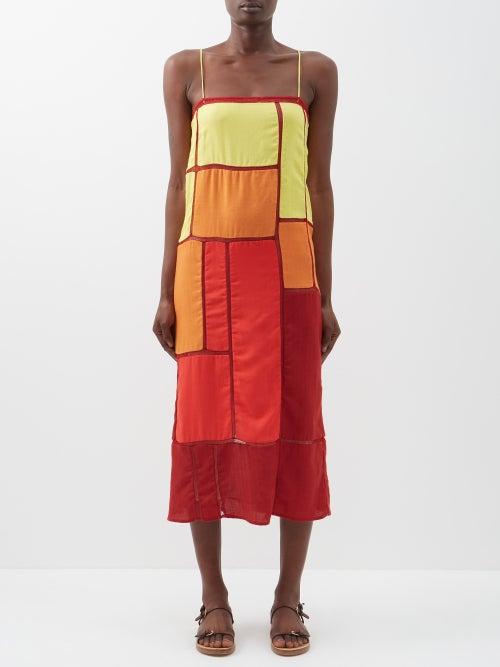 Gabriela Hearst - Persephone Patchwork Cashmere-blend Dress - Womens - Orange Multi