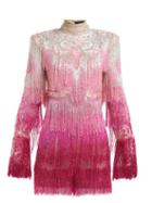 Matchesfashion.com Dundas - High Neck Beaded Tulle Mini Dress - Womens - Pink Multi