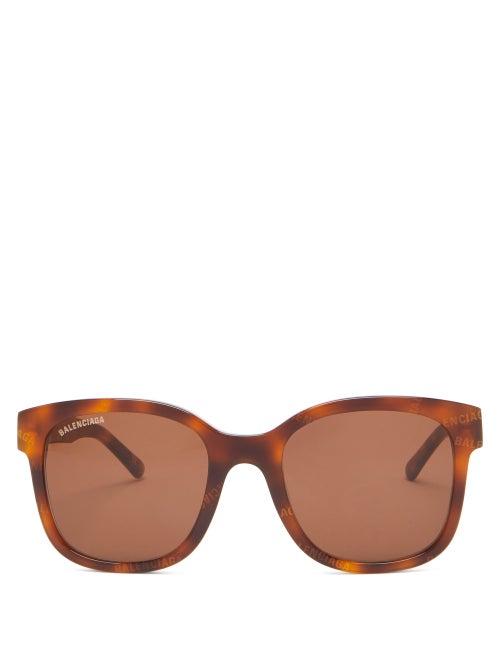 Matchesfashion.com Balenciaga - Monogram Tortoiseshell-acetate Square Sunglasses - Mens - Brown