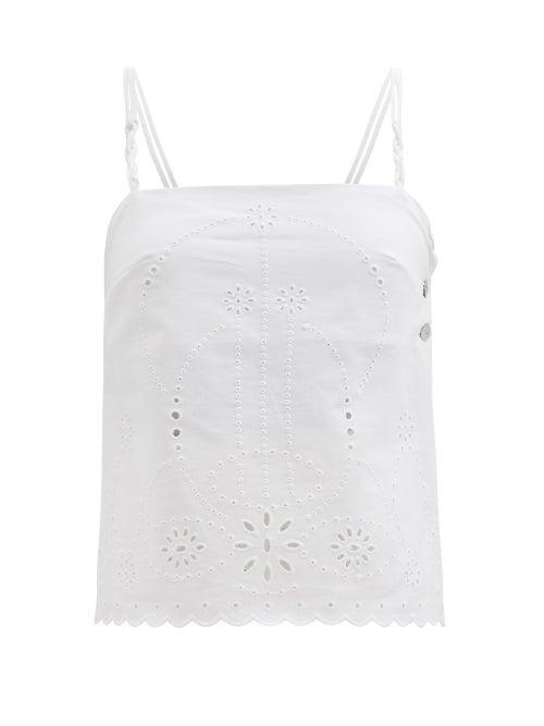 Matchesfashion.com Belize - Daria Broderie-anglaise Cotton-poplin Top - Womens - White