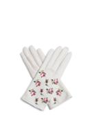 Gucci Floral-embroidered Leather Gloves