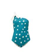 Matchesfashion.com Adriana Degreas - Asymmetric Polka-dot Swimsuit - Womens - Blue Print