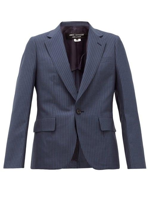 Matchesfashion.com Junya Watanabe - Single-breasted Pinstriped Wool Jacket - Womens - Blue Multi