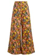 Matchesfashion.com Marni - Wide Leg Floral Print Twill Trousers - Womens - Multi