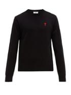 Matchesfashion.com Ami - Ami De Coeur Appliqu Wool Sweater - Mens - Black