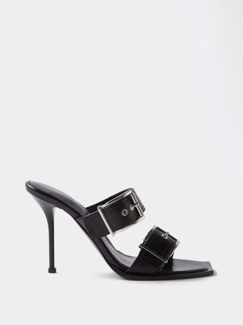 Alexander Mcqueen - Punk 110 Buckled Leather Sandals - Womens - Black Silver