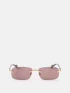 Gucci Eyewear - Rectangle-frame Metal Sunglasses - Mens - Gold Brown