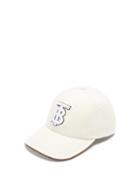 Ladies Accessories Burberry - Tb-logo Cotton-twill Baseball Cap - Womens - White