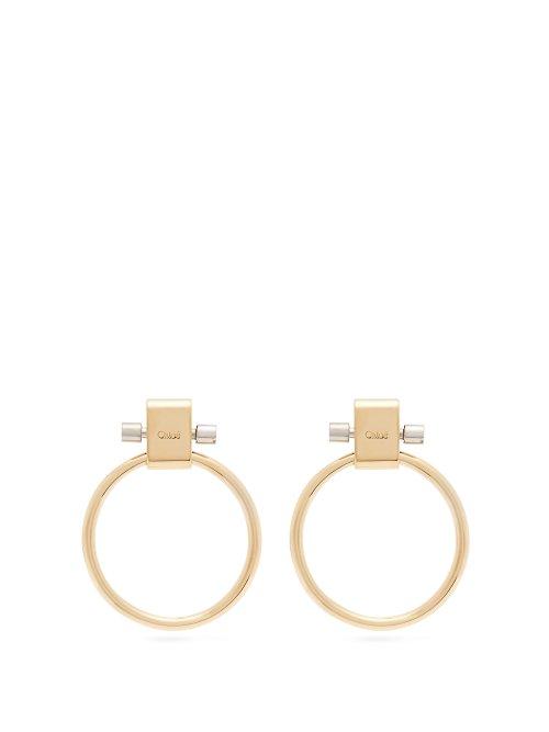 Matchesfashion.com Chlo - Bolt Hoop Drop Earrings - Womens - Gold