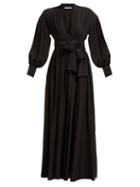 Matchesfashion.com Three Graces London - Francille Tie Waist Silk Dress - Womens - Black