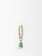 Otiumberg - Emerald, Diamond & 9kt Gold Single Hoop Earring - Womens - Green Gold